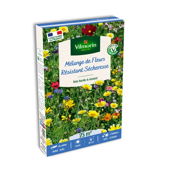 Mélanges de fleurs - Fleurs Résistantes Sécheresse - 25 m² - Mélange de fleurs - face recto