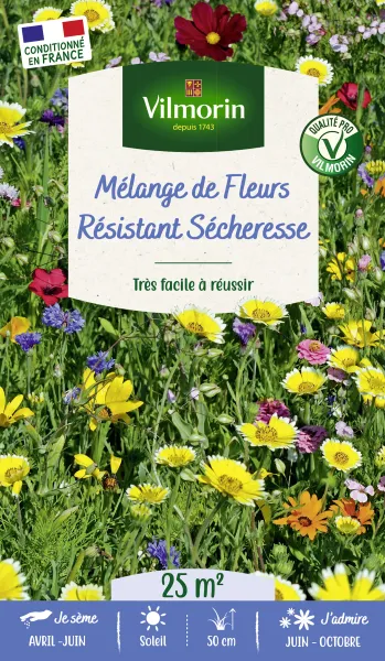 Mélanges de fleurs - Fleurs Résistantes Sécheresse - 25 m² - Mélange de fleurs - PACKAGING_RECTO