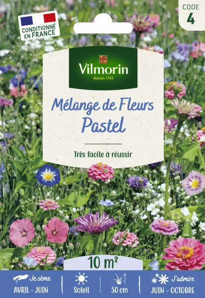 Mélanges de fleurs - Mélange Pastel - 10 m² - Mélange de fleurs - face recto