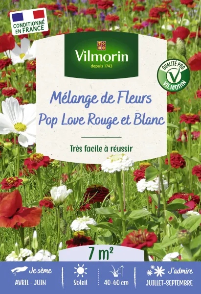 Mélanges de fleurs - Pop Love Rouge et Blanc - 7 m² - Mélange de fleurs - PACKAGING_RECTO