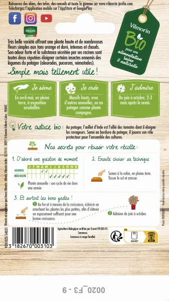 Fleurs - Œillet d'Inde Simple Orange - BIO - MEDIA_PACKAGING_VERSO