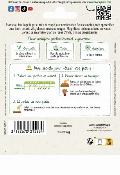 Fleurs - Cosmos Sensation Varié - Grand Modèle - MEDIA_PACKAGING_VERSO