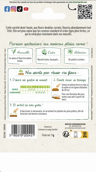 Fleurs - Cosmos Double Click Carmin - Graines d'Exception - MEDIA_PACKAGING_VERSO