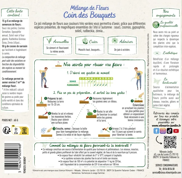 Mélanges de fleurs - Coin Bouquets - 7 m² - Mélange de fleurs - MEDIA_PACKAGING_VERSO
