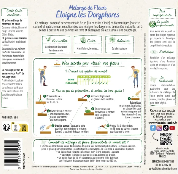 Mélanges de fleurs - Eloigne les Doryphores - 7 m² - Mélange de fleurs - MEDIA_PACKAGING_VERSO