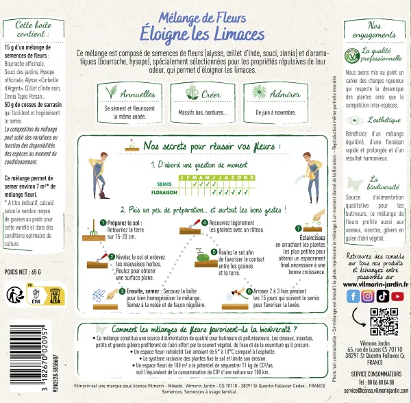 Mélanges de fleurs - Eloigne les Limaces - 7 m² - Mélange de fleurs - MEDIA_PACKAGING_VERSO