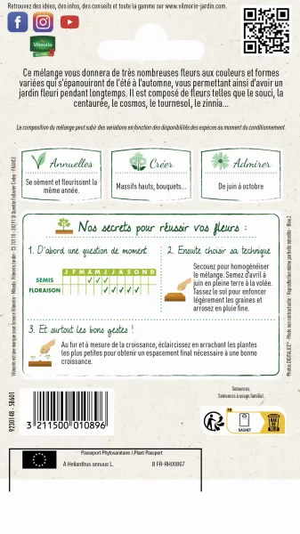 Mélanges de fleurs - Jolies Fleurs d'Eté - 4 m² - Mélange de fleurs - MEDIA_PACKAGING_VERSO