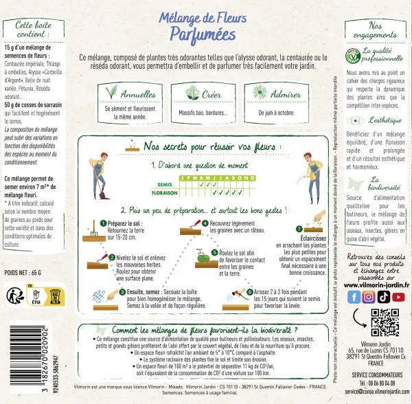 Mélanges de fleurs - Fleurs Parfumées - 7 m² - Mélange de fleurs - MEDIA_PACKAGING_VERSO