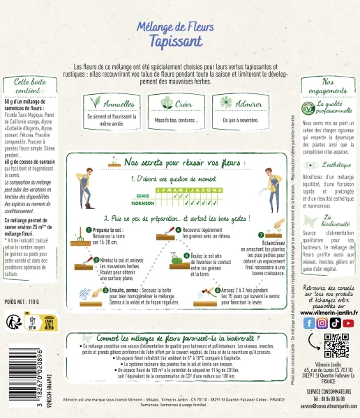 Mélanges de fleurs - Mélange Tapissant - 25 m² - Mélange de fleurs - MEDIA_PACKAGING_VERSO