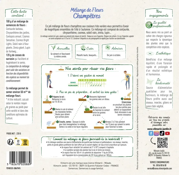 Mélanges de fleurs - Fleurs Champêtres - 50 m² - Mélange de fleurs - MEDIA_PACKAGING_VERSO