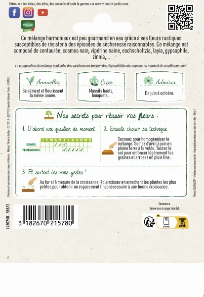 Mélanges de fleurs - Mélange Résistant Sécheresse - 10 m² - Mélange de fleurs - MEDIA_PACKAGING_VERSO