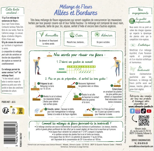 Mélanges de fleurs - Allées et Bordures - 7 m² - Mélange de fleurs - MEDIA_PACKAGING_VERSO