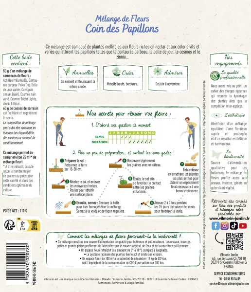 Mélanges de fleurs - Coin des Papillons - 25 M² - Mélange de fleurs - MEDIA_PACKAGING_VERSO