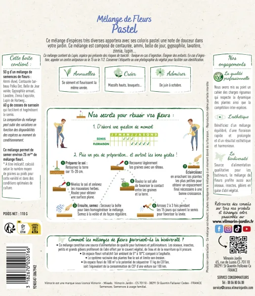 Mélanges de fleurs - Mélange Pastel - 25 m² - Mélange de fleurs - MEDIA_PACKAGING_VERSO