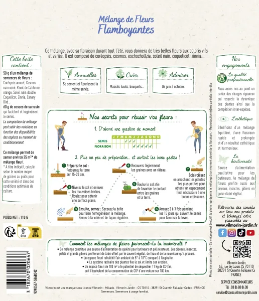 Mélanges de fleurs - Fleurs Flamboyantes - 25 m² - Mélange de fleurs - MEDIA_PACKAGING_VERSO