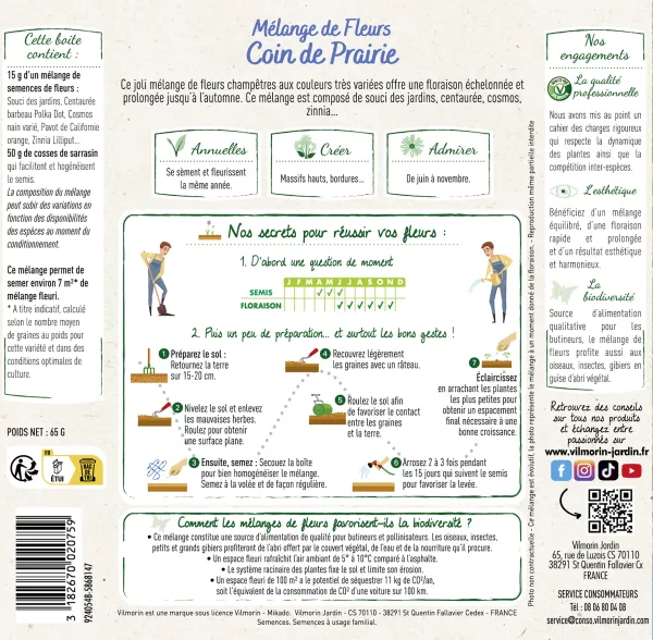 Mélanges de fleurs - Coin de Prairie - 7 m² - Mélange de fleurs - MEDIA_PACKAGING_VERSO