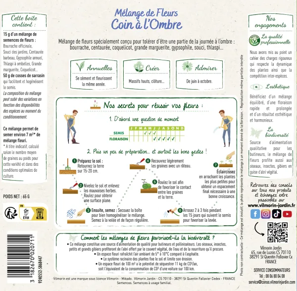 Mélanges de fleurs - Coin ombre - 7 m² - Mélange de fleurs - MEDIA_PACKAGING_VERSO