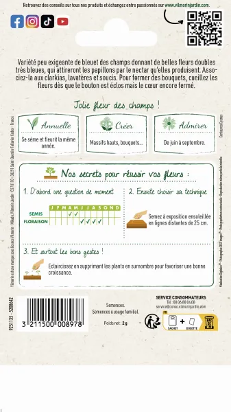 Fleurs - Centaurée Bleuet Bleue - MEDIA_PACKAGING_VERSO
