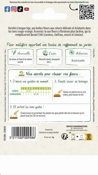 Fleurs - Coquelicot Double Shirley Varié - MEDIA_PACKAGING_VERSO