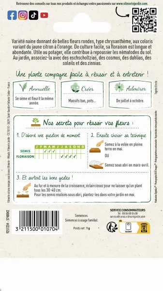 Fleurs - Rose d'Inde Naine Variée - MEDIA_PACKAGING_VERSO
