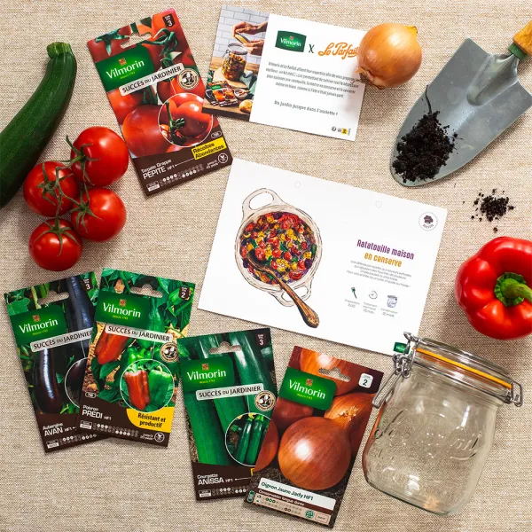 Kit de jardinage - Coffret ma ratatouille en conserve Vilmorin x Le Parfait - face recto