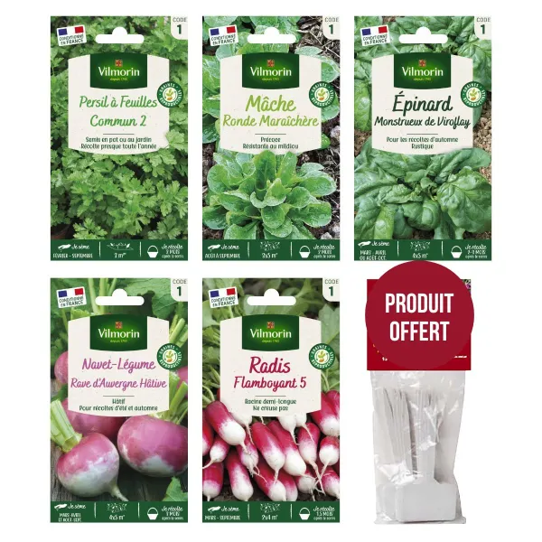 Kit de jardinage - Kit semis d'automne + 12 étiquettes de marquage offertes - face recto