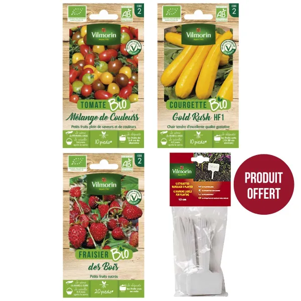 Kit de jardinage - Kit semis bio + 12 étiquettes de marquage offertes - face recto