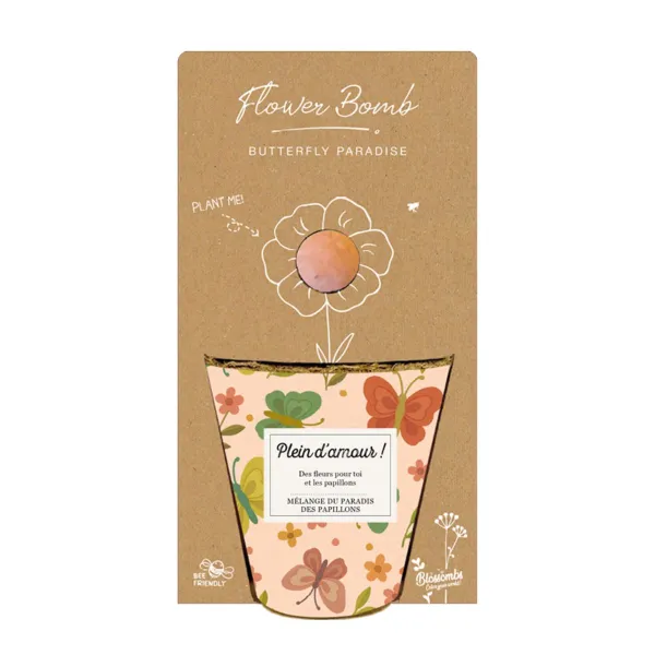 Bombes à graines - Blossombs - Kit de semis - Plein d'amour - 1 bombe à graines - BIO - face recto