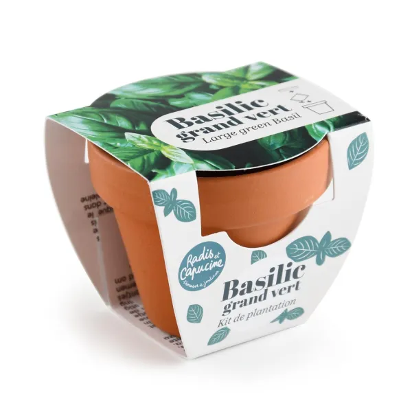 Radis et Capucine - Mini kit Basilic Grand Vert - Terre Cuite - 6 cm - MEDIA_3D