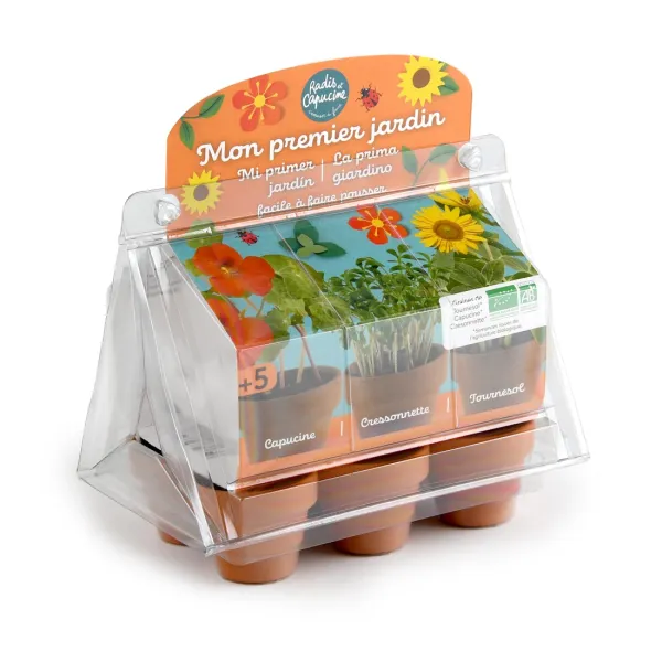 Radis et Capucine - Kit de jardinage enfant - Mini Serre - MEDIA_3D