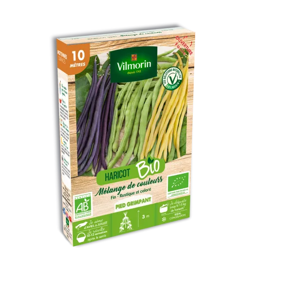 Légumes Secs - Haricot Grimpant en Mélange de Couleurs - 10 m - BIO - face recto
