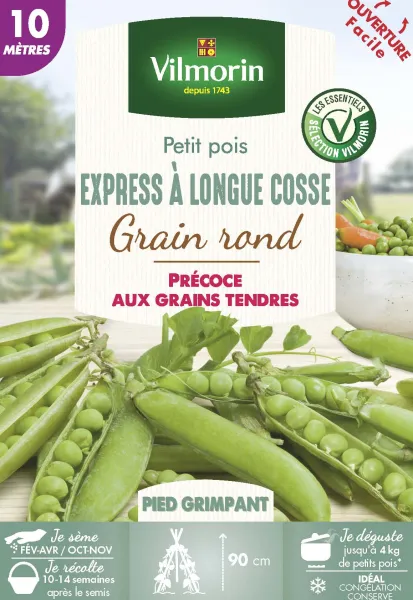 Légumes Secs - Pois Grimpant à Grain Rond Express à Longue Cosse - 10 m - PACKAGING_RECTO