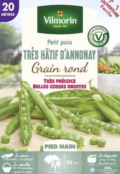 Légumes Secs - Pois Nain à Grain Rond Très Hâtif d'Annonay - 20 m - PACKAGING_RECTO