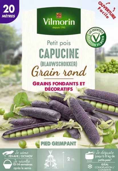 Légumes Secs - Pois Grimpant Capucine (Blauwshokker) - 20 m - PACKAGING_RECTO