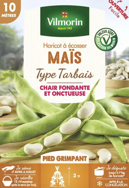 Légumes Secs - Haricot Grimpant à Ecosser Maïs (type Tarbais) - 10 m - PACKAGING_RECTO