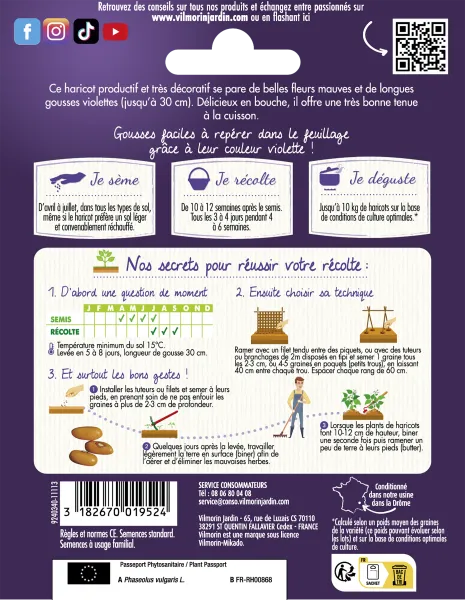 Légumes Secs - Haricot Grimpant Violet Mélissa - 5 m - MEDIA_PACKAGING_VERSO