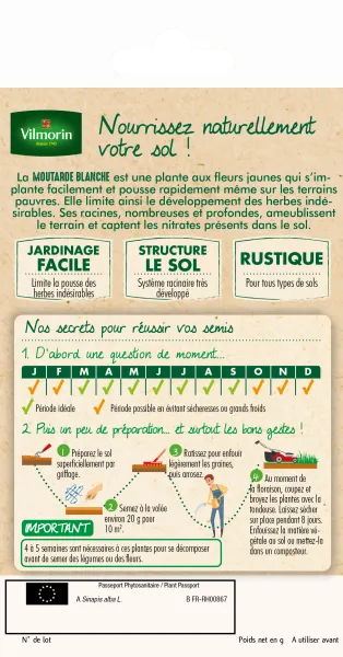 Engrais verts - Engrais vert Moutarde blanche - BIO - Petit Modèle  - MEDIA_PACKAGING_VERSO