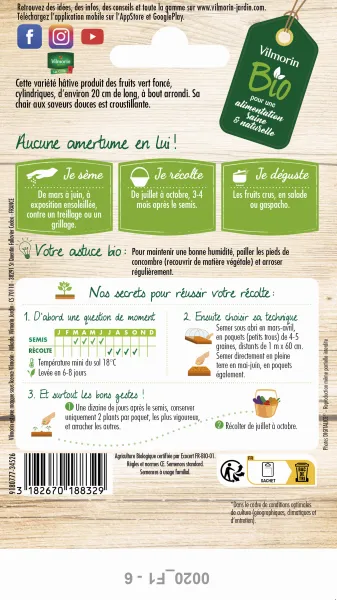 Potagères - Concombre Marketmore 76 - BIO - MEDIA_PACKAGING_VERSO