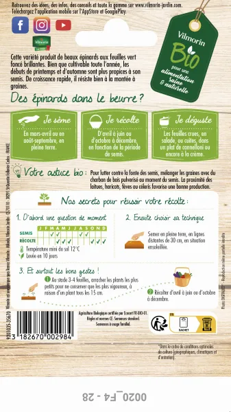 Potagères - Epinard Butterflay - BIO - MEDIA_PACKAGING_VERSO