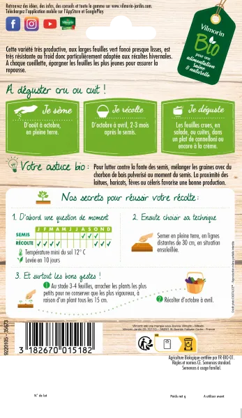 Potagères - Epinard Géant d'Hiver - BIO - Grand Modèle - MEDIA_PACKAGING_VERSO