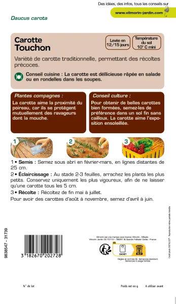 Potagères - Carotte Touchon - Grand Modèle - MEDIA_PACKAGING_VERSO