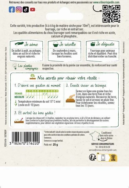 Potagères - Chou Fourrager Protéor (Obtention I.N.R.A.) - Grand Modèle - MEDIA_PACKAGING_VERSO
