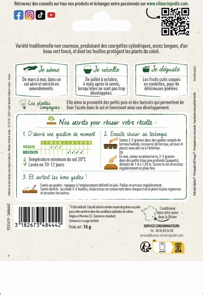 Potagères - Courgette Précoce Maraîchère - Grand Modèle - MEDIA_PACKAGING_VERSO