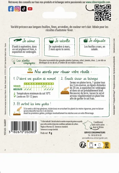 Potagères - Mâche Ronde Maraîchère - Grand Modèle - MEDIA_PACKAGING_VERSO