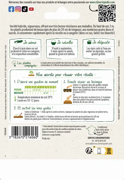 Potagères - Maïs Sucré Rustler HF1 - Grand Modèle - Graines d'Exception - MEDIA_PACKAGING_VERSO