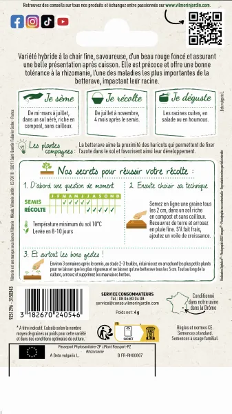 Potagères - Betterave Potagère Grenade HF1 - Graines d'Exception - MEDIA_PACKAGING_VERSO