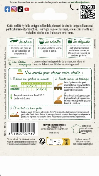 Potagères - Concombre Gynial HF1 - SDJ - Graines d'Exception - MEDIA_PACKAGING_VERSO
