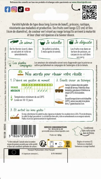 Potagères - Poivron Doux Spadi HF1 - Graines d'Exception - MEDIA_PACKAGING_VERSO