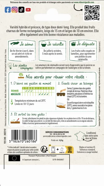 Potagères - Poivron Predi HF1 - Graines d'Exception - MEDIA_PACKAGING_VERSO