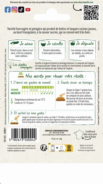 Potagères - Carotte Jaune Obtuse du Doubs - Légumes d'Autrefois - MEDIA_PACKAGING_VERSO